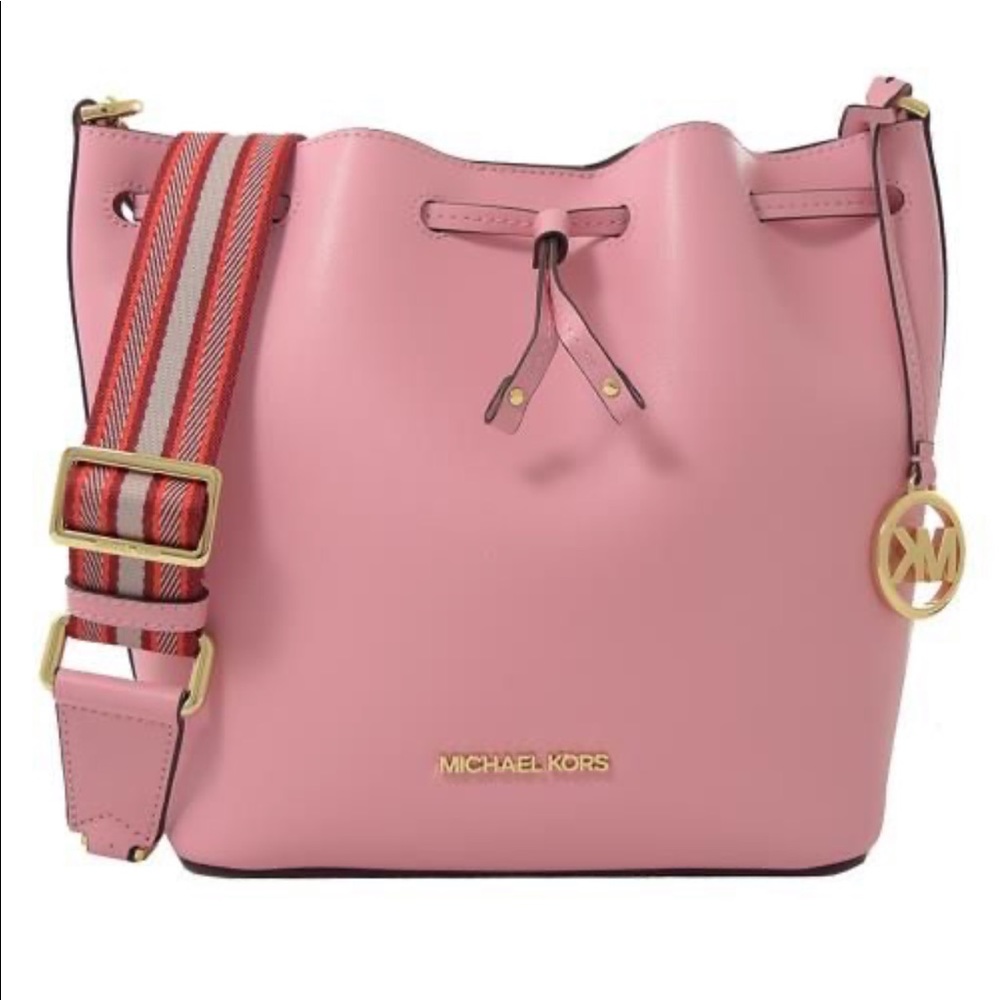 Michael Kors Eden Medium Bucket Leather Shoulder Crossbody bag Pink - Picture 13 of 15
